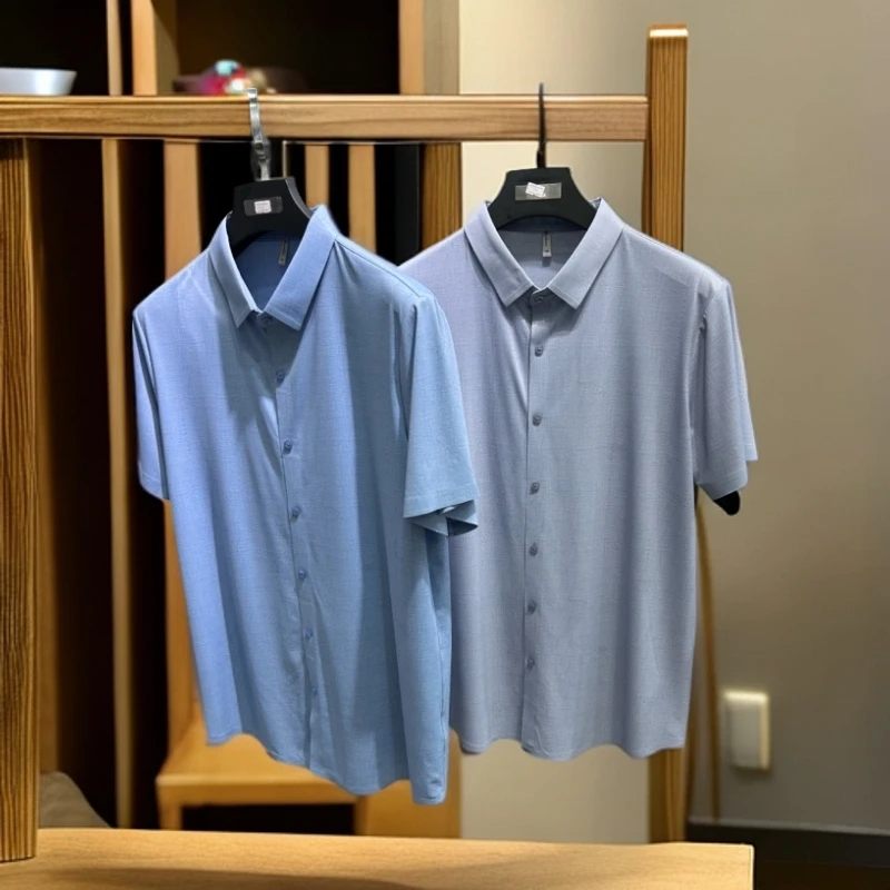 男士纯色简约短袖衬衫商务休闲舒适易打理