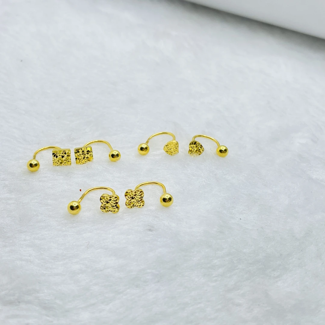 足金999U型耳钉耳环