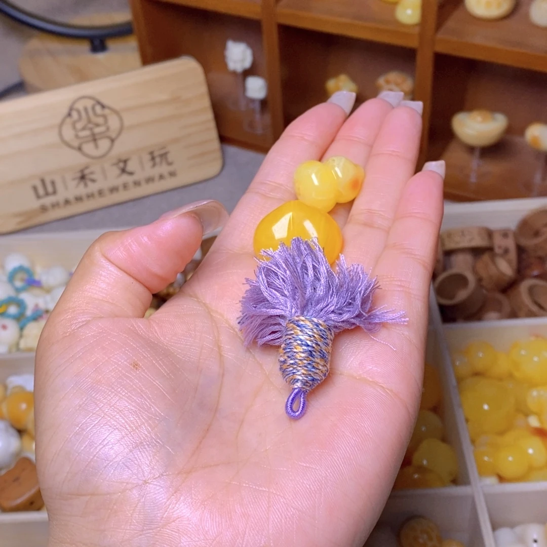 西***&猴头核桃吊坠爱心葫芦紫流苏
