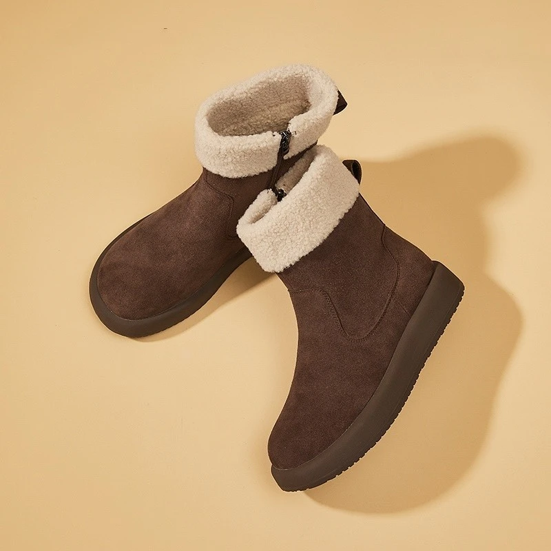 爆款防水棉靴靴子加厚冬季雪地靴女靴时尚短靴厚底加绒保暖防滑牛