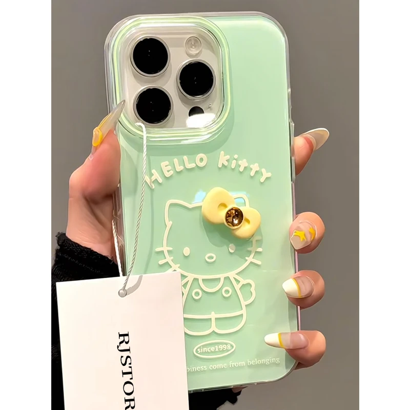 奥菲顿可爱英文凯蒂猫适用iPhone16大孔手机壳华为vivo小米oppo套