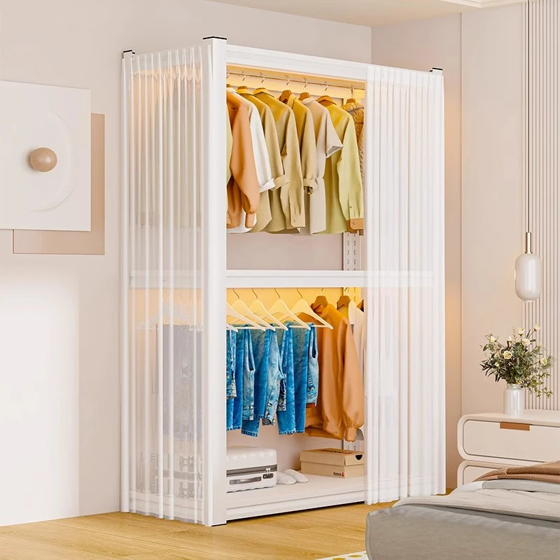 简易货架三面防尘衣帽架多层挂衣架简易组装室内多层货架式衣柜