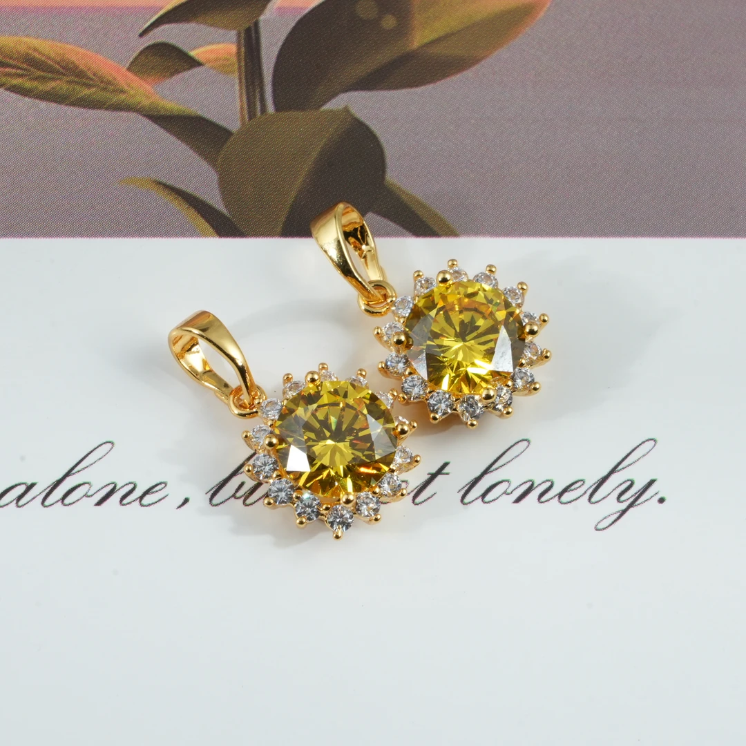 吊坠 【高端定制】太阳花黄钻吊坠————D