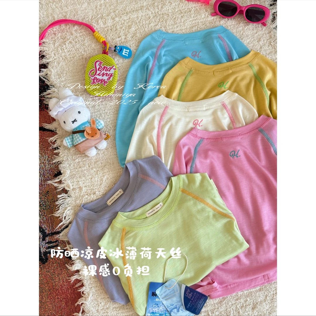 Q【冰皮面膜衣】二Hihoniya~2025夏季亲子薄荷莱赛尔醋酸透气防晒衫
