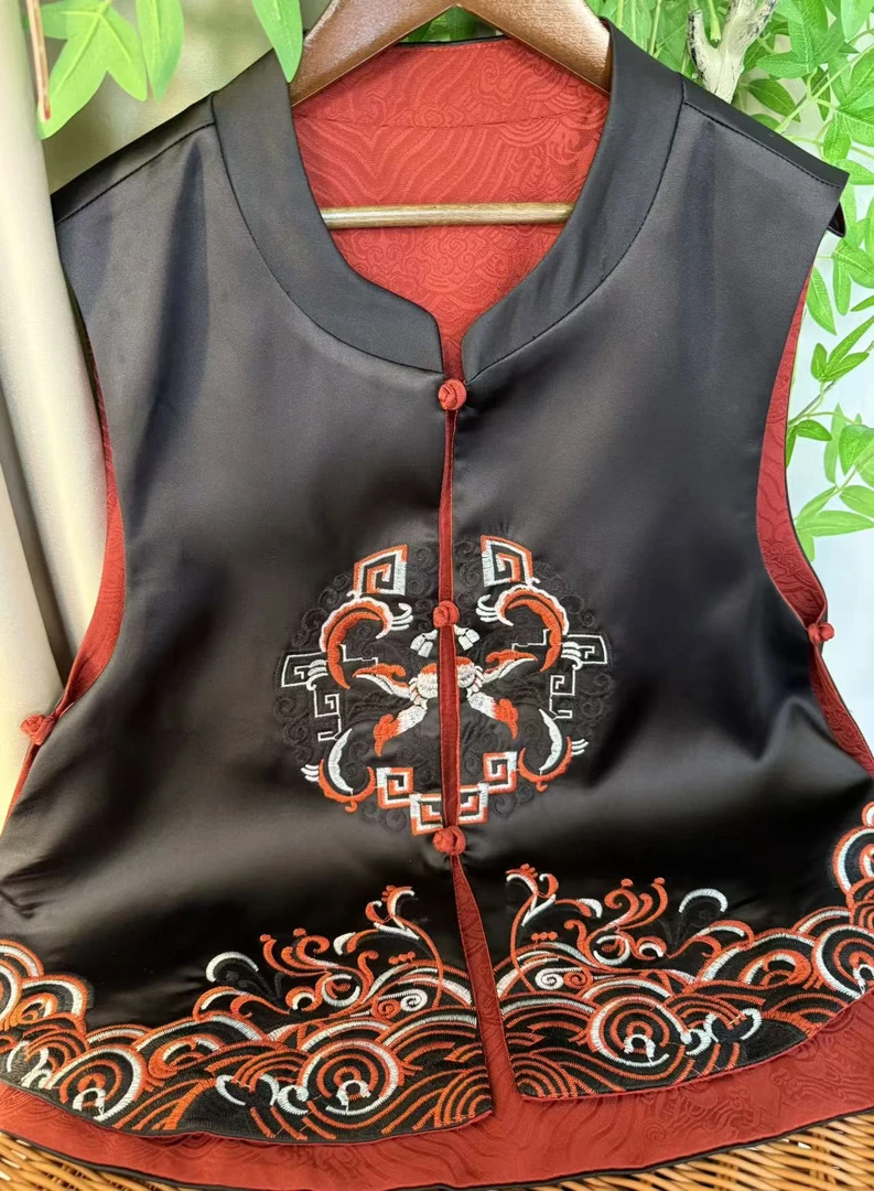 悦季精品（如意）复古百搭高级重工刺绣双穿马甲