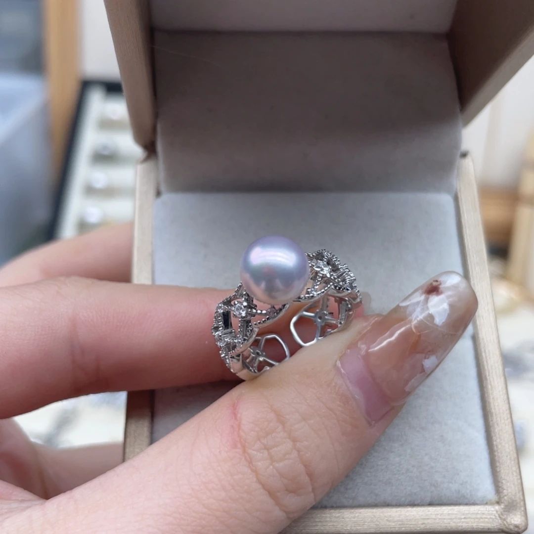 海水珍珠戒指银S925镶嵌Q158