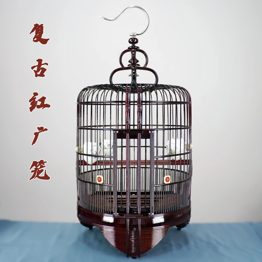 【顺丰包邮】复古红广式鸟笼画眉八哥鸟笼老楠竹鸟笼子直径 33 36cm