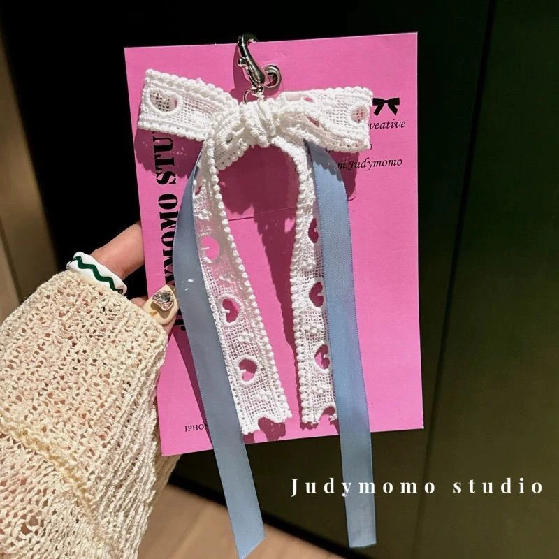 ins芭蕾爱心少女蝴蝶结奶蓝缎带包挂新款挂件链可爱多元素钥匙扣