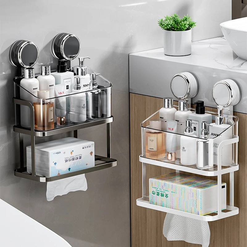 吸盘置物架浴室卫生间置物篮洗手洗漱台免打孔墙上壁挂厕所收纳架