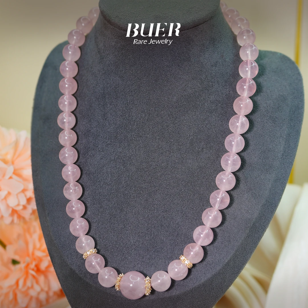 【不二】粉水晶DIY项链10mm