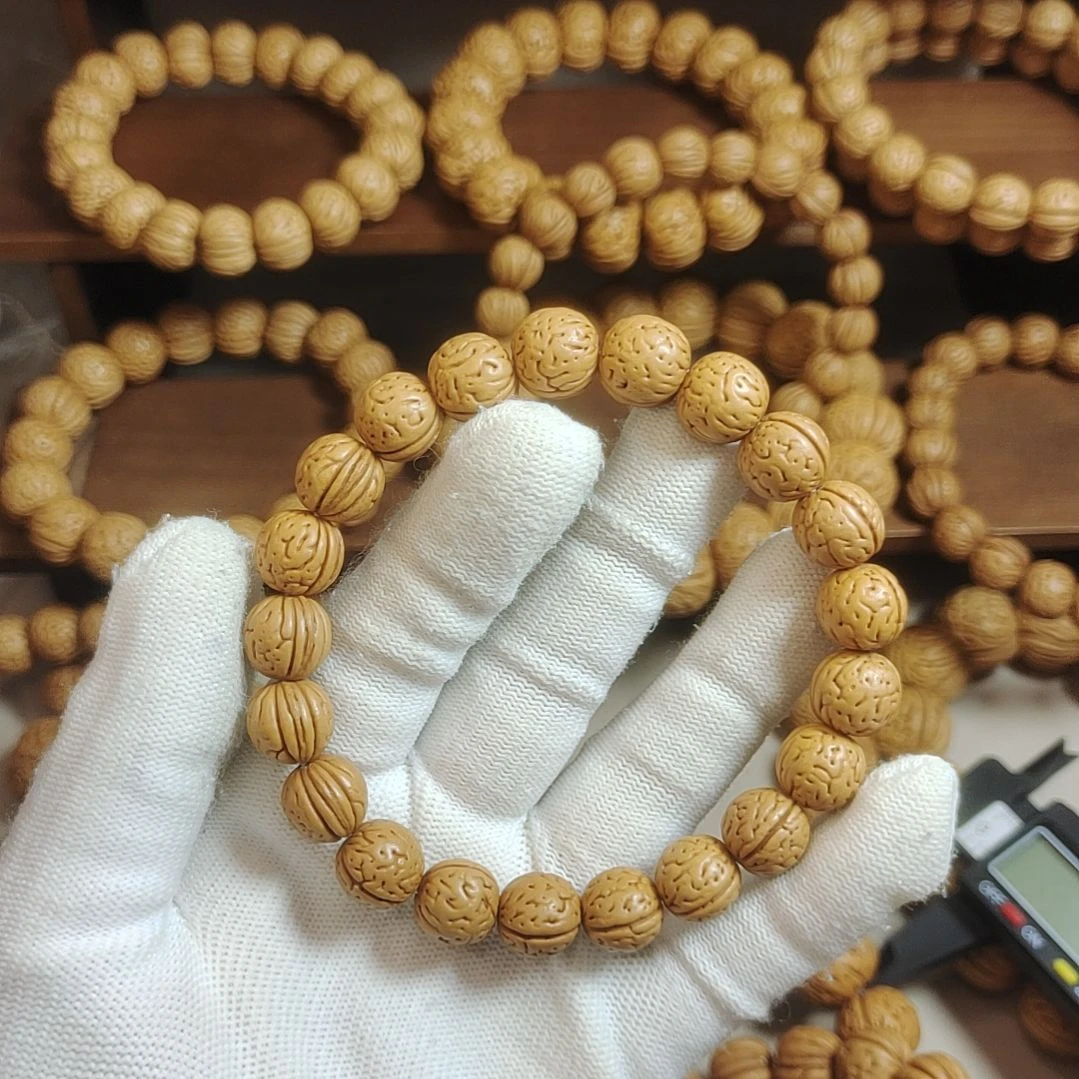 桃核手串玩*野生三道筋黄桃