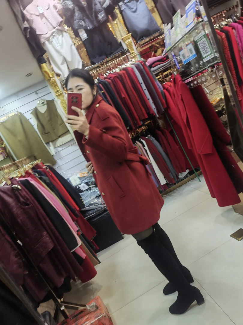 时尚英伦风双排扣大衣中长款西装领外套