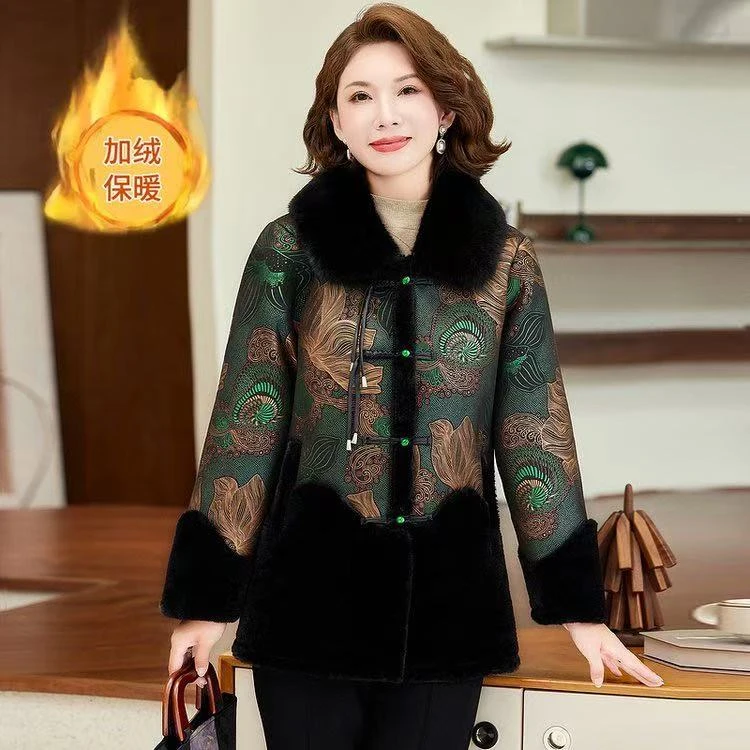 11790-中老年人妈妈冬装加绒棉袄洋气加厚外套老太太衣服【龙资源】