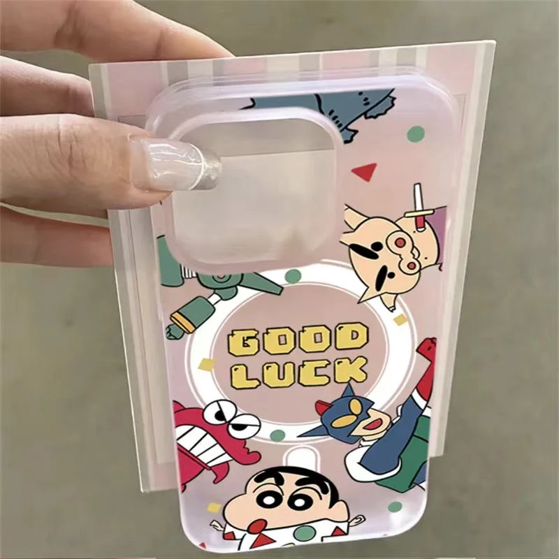 磨砂蜡笔小新可爱卡通适用iPhone16手机壳苹果15promax/14/13防摔