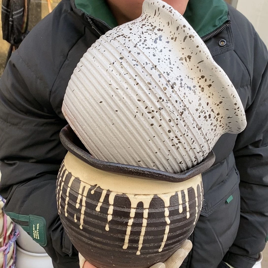 紫砂花盆瑕疵口20高16瑕疵