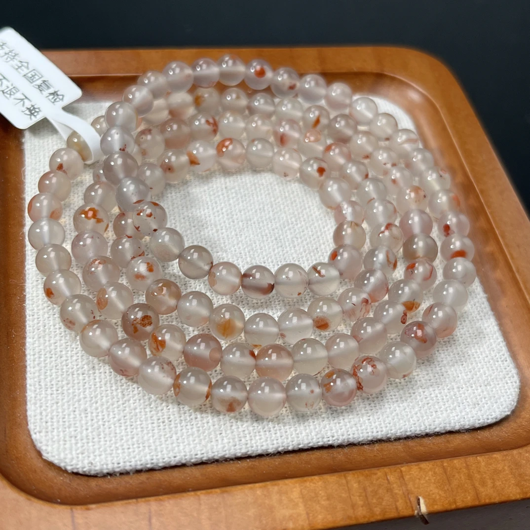 天然原矿瓦西九口南红玛瑙飘花圆珠多圈手串尺寸约6毫米AC0887