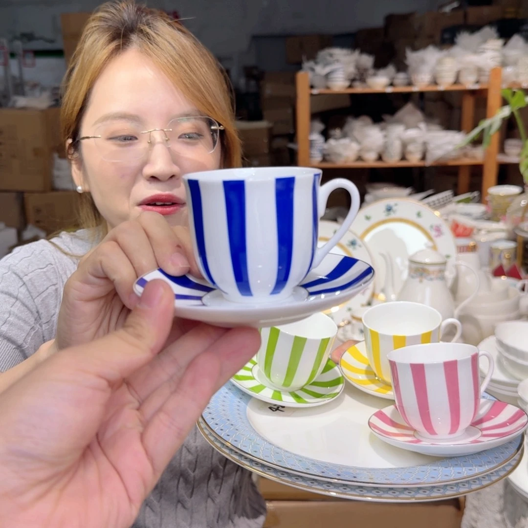 骨瓷安家原单 220ml咖啡杯碟4套8件