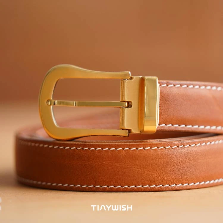 TINYWISH/微许 女士马鞍皮皮带 亭子同款皮革原色腰带