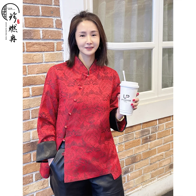 【珍珍优选】【水墨山峦】新中式新春百搭长袖国风轻奢上衣S-11095