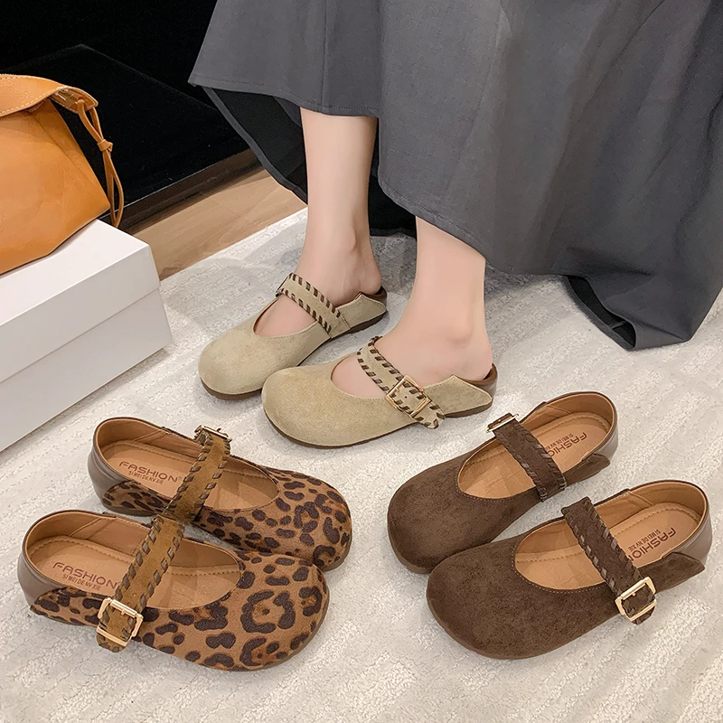 法式平底浅口单鞋女2025新款秋季舒适复古玛丽珍鞋软底豹纹豆豆鞋