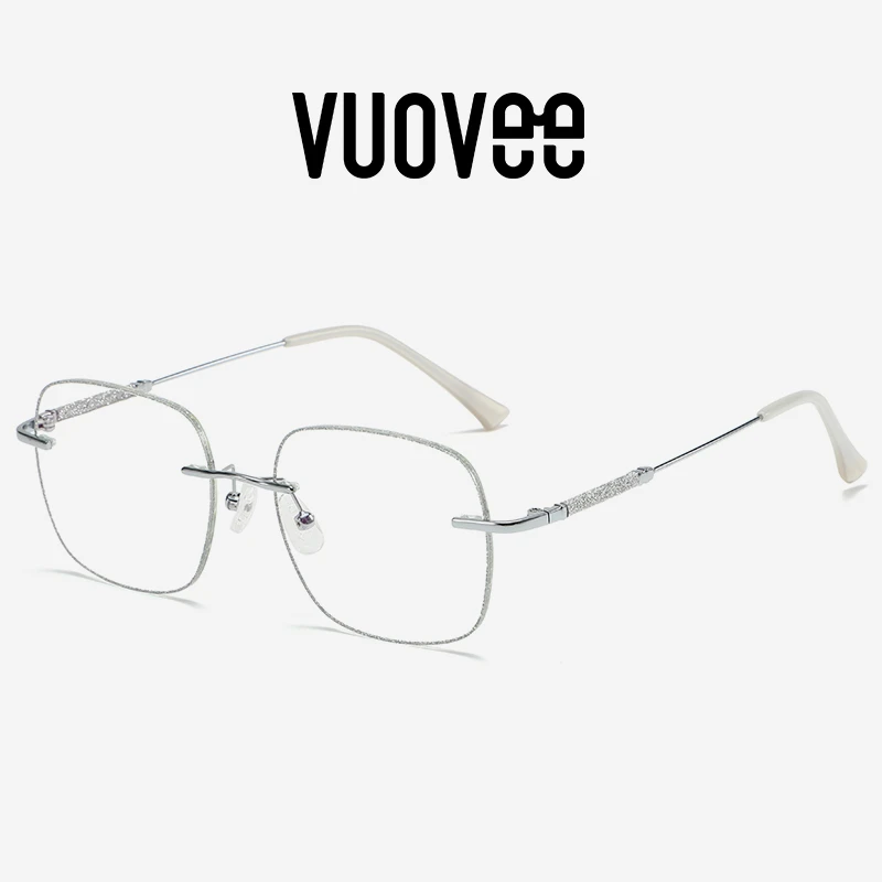 vuovee超轻无边框高颜值素颜近视镜有度数平光防蓝光网红时尚复古