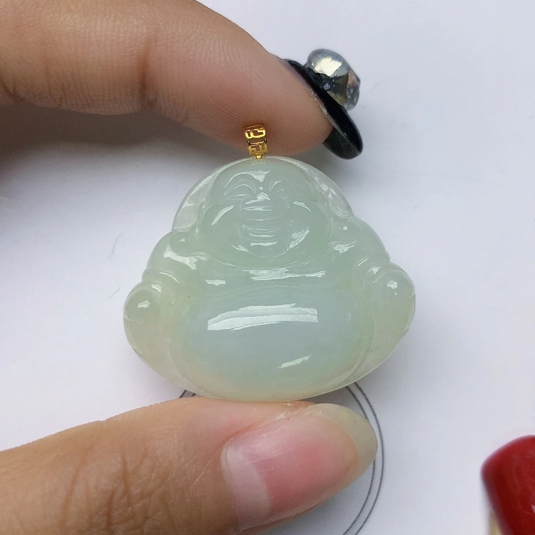 颈饰18K金镶嵌翡翠天然翡翠