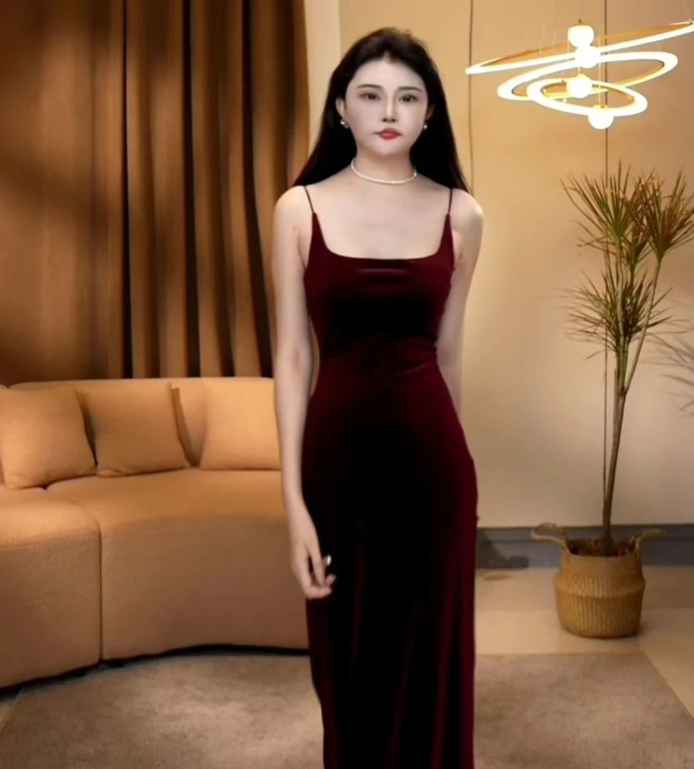 【晓晓】经典气质款时尚显瘦吊带连衣裙-MY1011