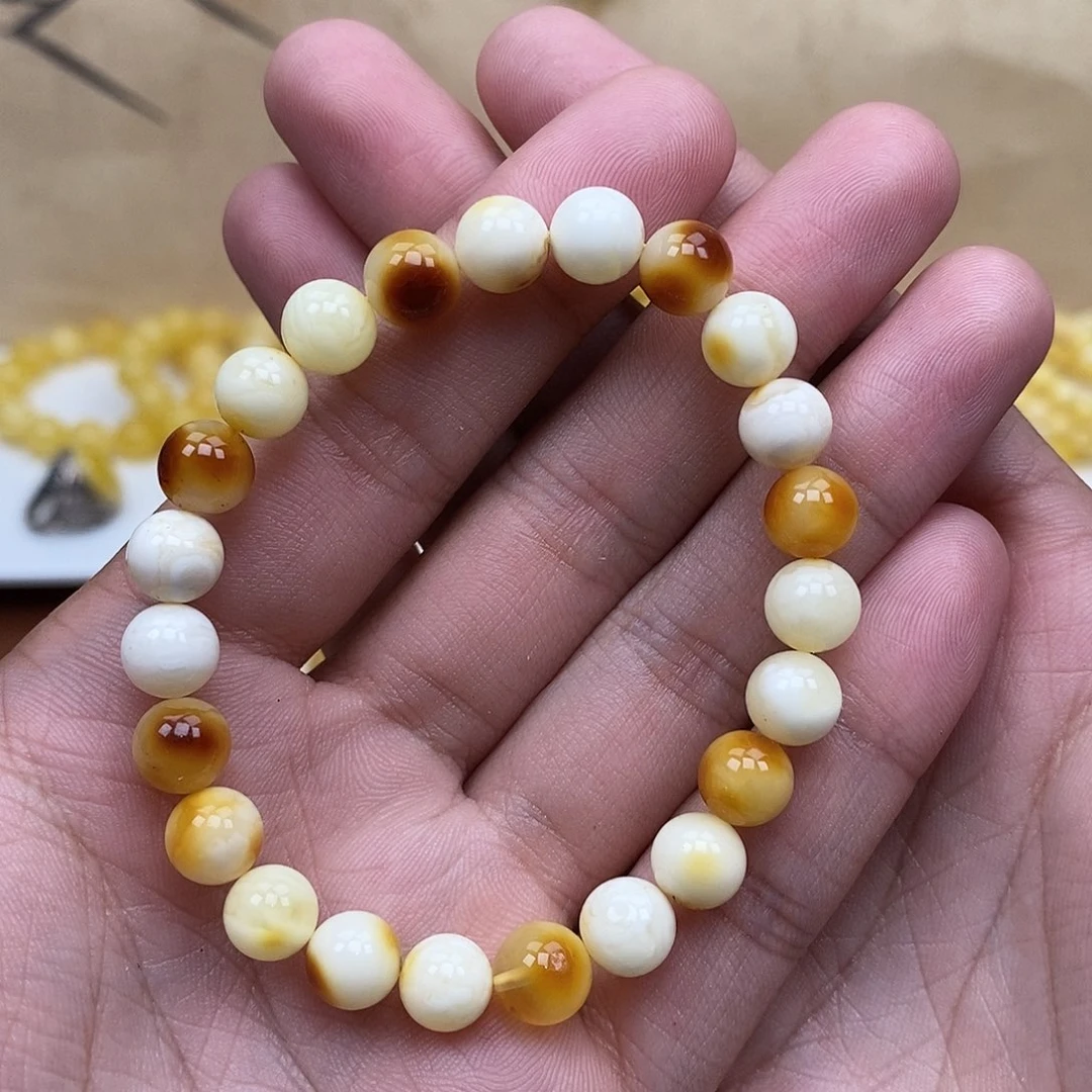 琥珀未镶嵌珠宝奇石8尺寸瓷白沁色