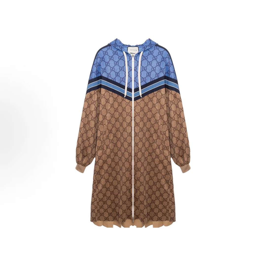 未使用 GUCCI/古驰 Gucci满印loge连帽连衣裙 李宇春同款