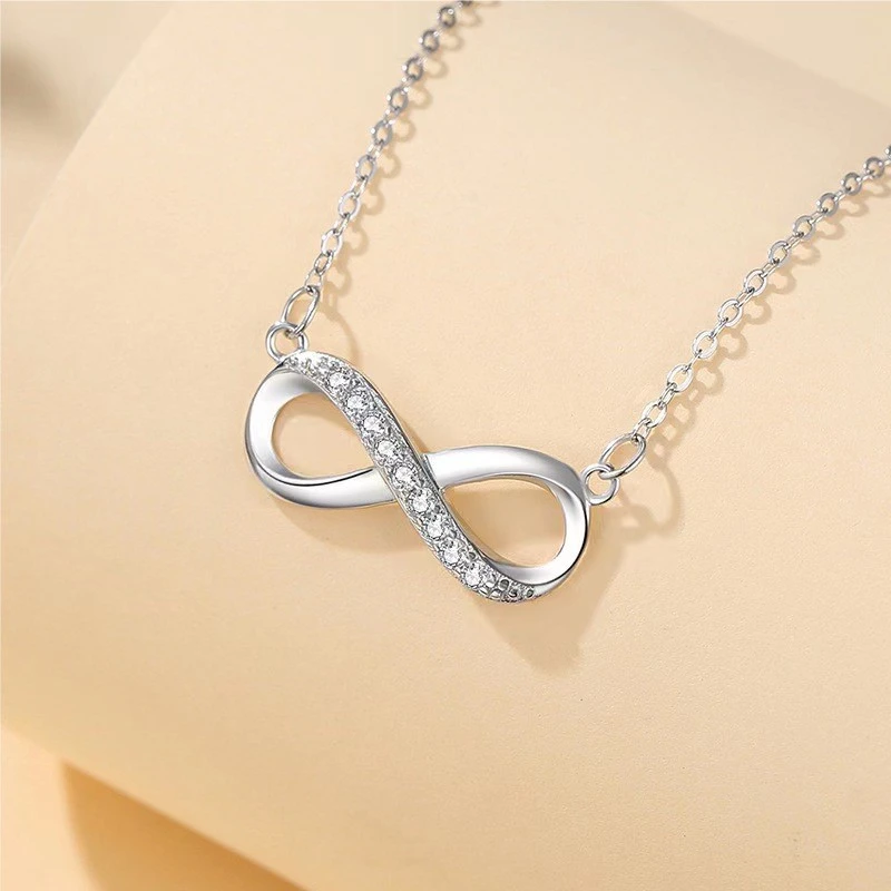 钛钢项链 永恒符号锁骨链项链镶嵌气质时尚百搭小众