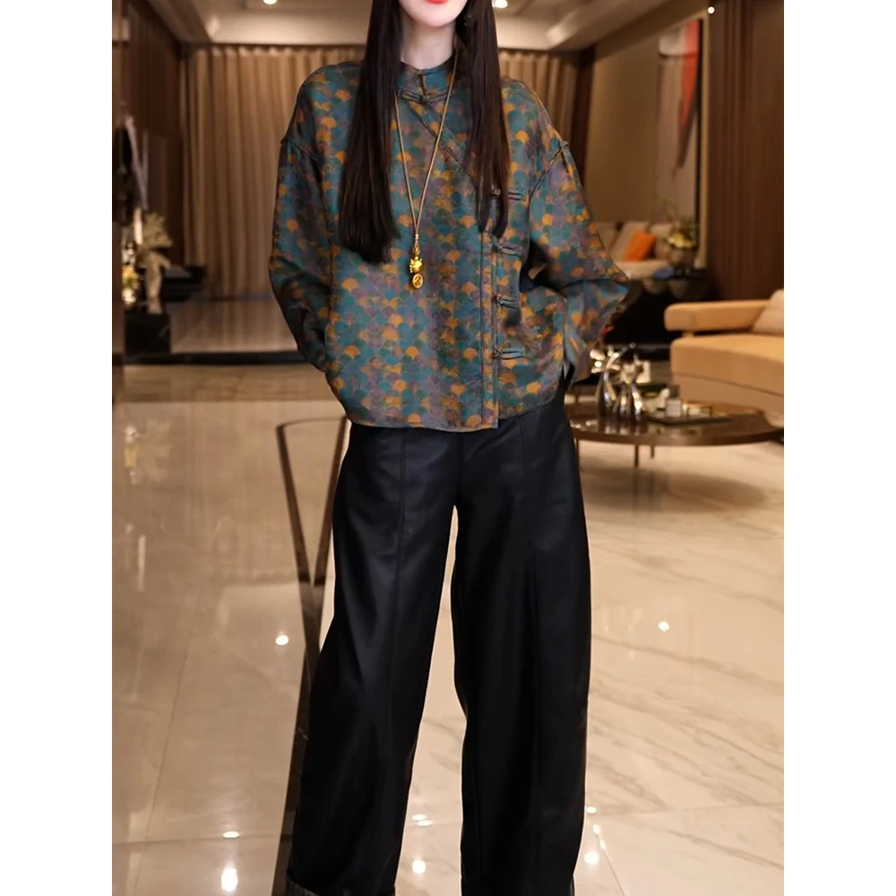 复古文艺风高级感裤套装2025秋季新款端庄优雅宽松显瘦衬衫+裤子