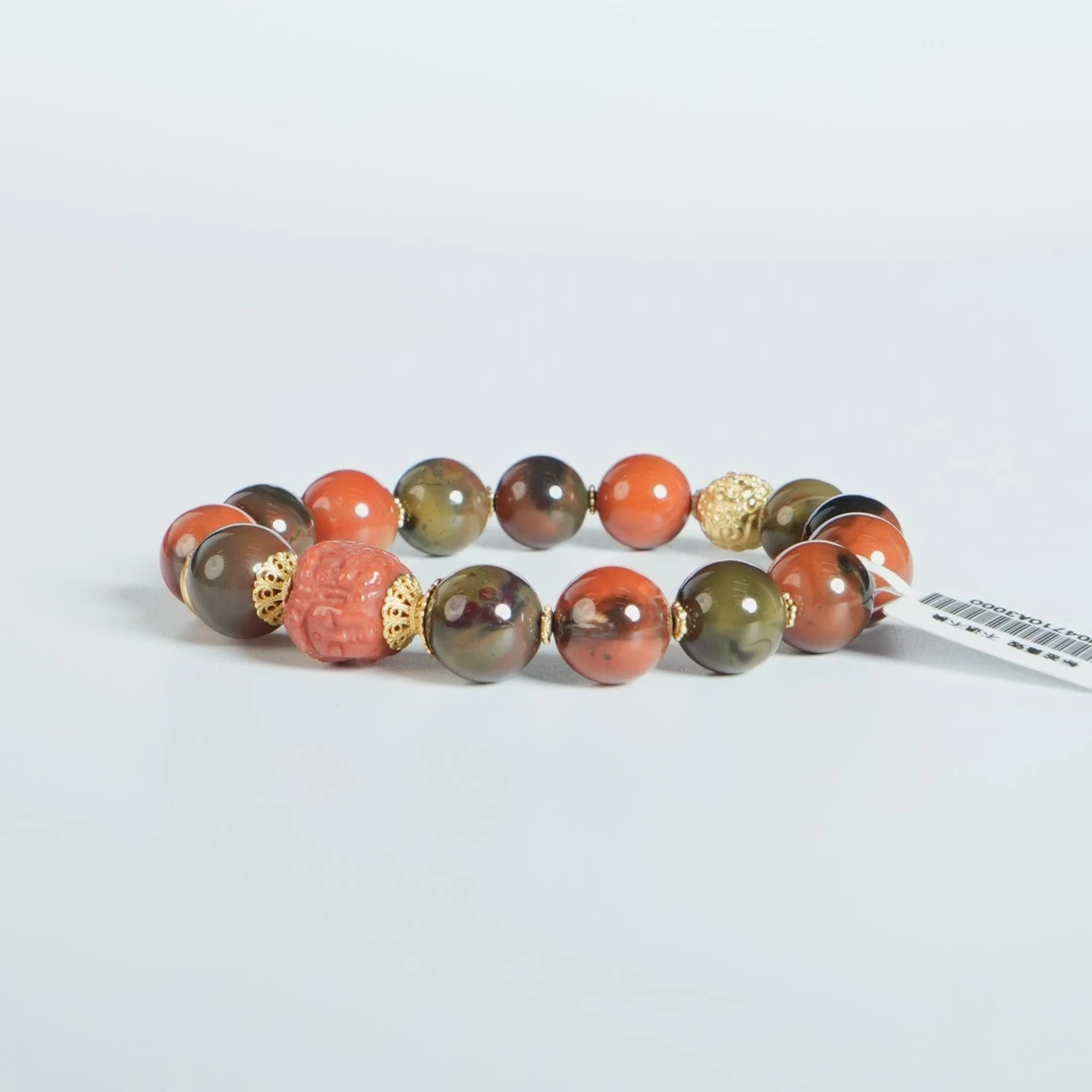 包浆南红设计款四面佛手串 12mm35.24 DY-M4760