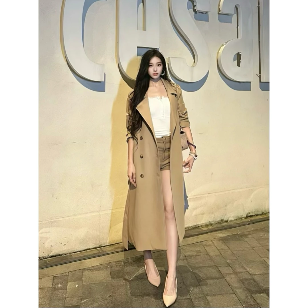 【欣欣】风衣女款2025秋冬新款高级休闲双排扣长款过膝外套大衣百搭