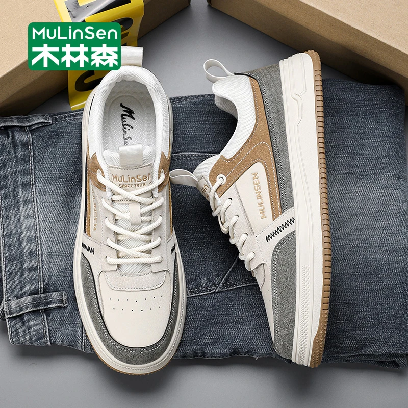 木林森男士板鞋2025新款秋季鞋子男款耐磨运动休闲百搭增高潮鞋