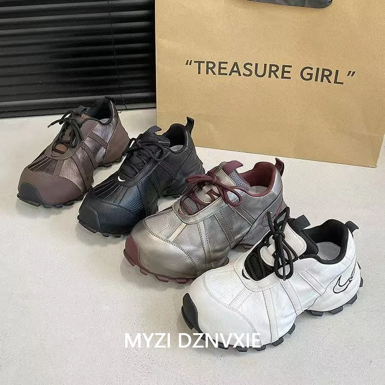MY子　•　透气增高系带步鞋防滑时尚休闲鞋秋季网面运动鞋胶粘户外