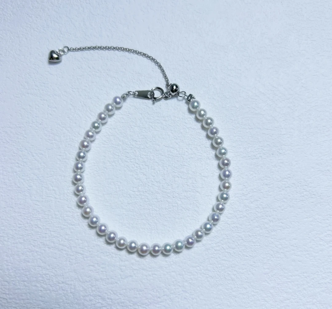 【贝贝专享】S925银/淡水珍珠/小米珠手链/3-4MM