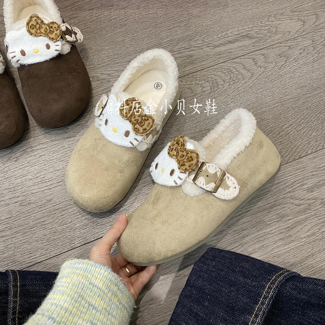 金小贝女鞋小众原创Kitty加绒帆布鞋女2025新款冬季保暖二棉鞋子
