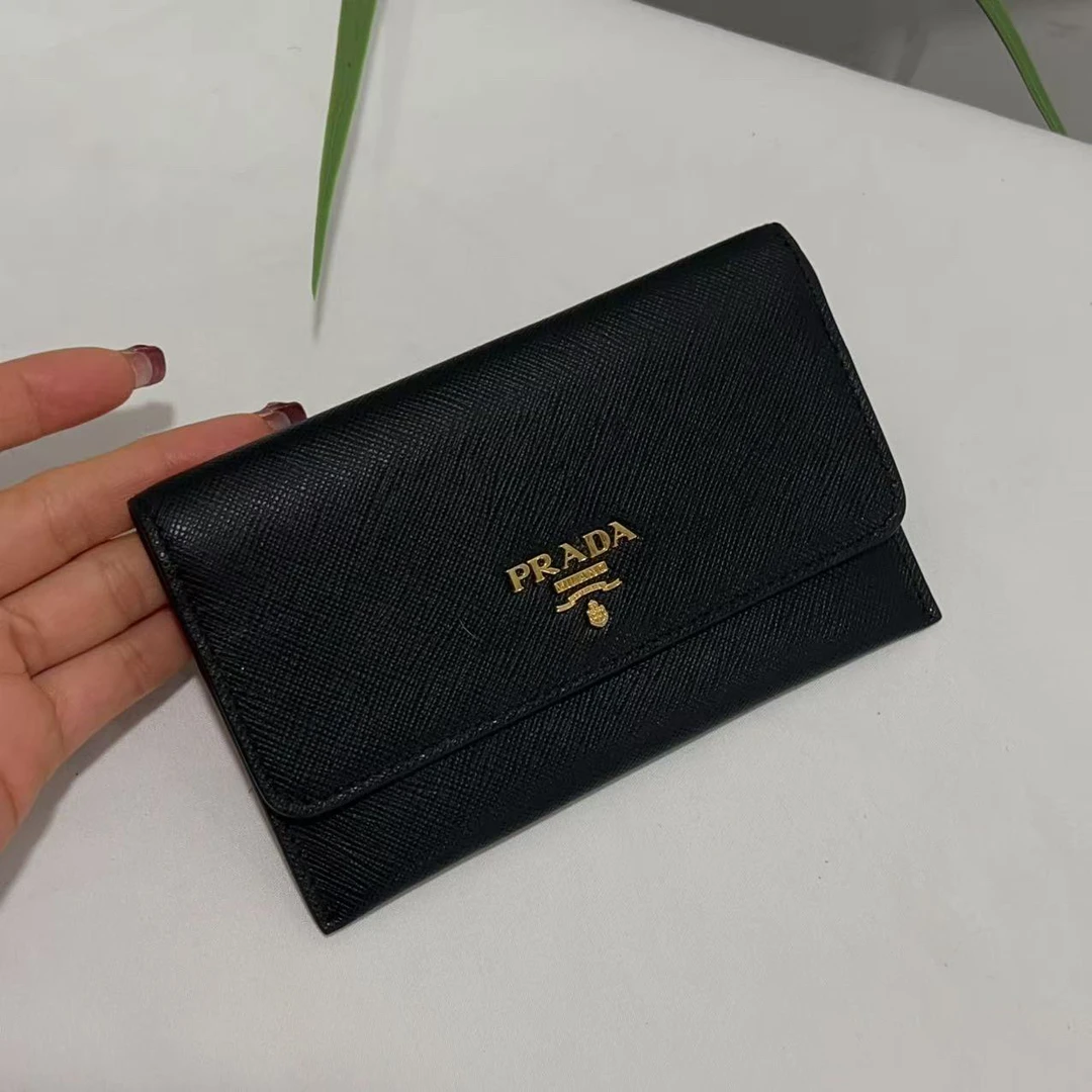95新 Prada/普拉达 普拉达黑金卡包/聪聪