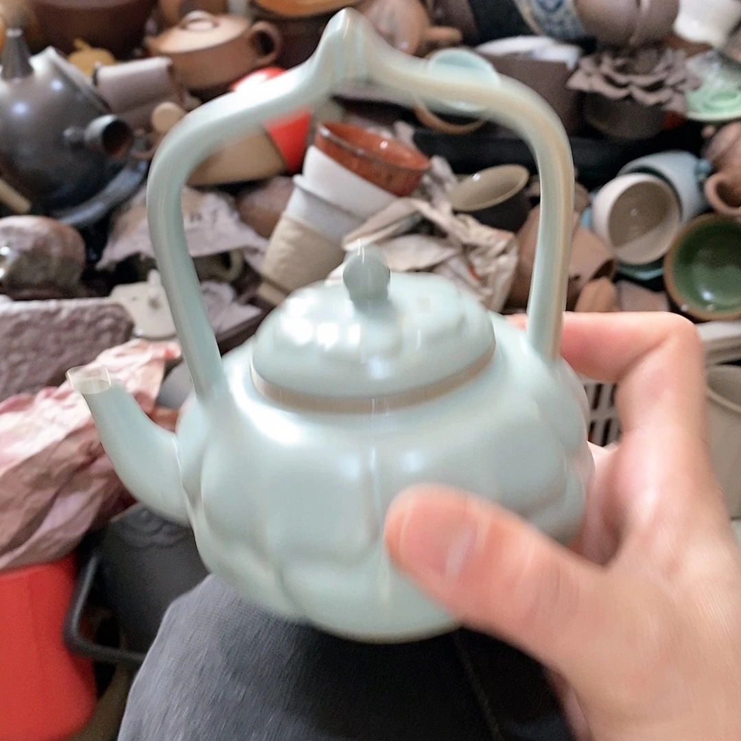 瓷片荷花绽放了我去海边看夕阳