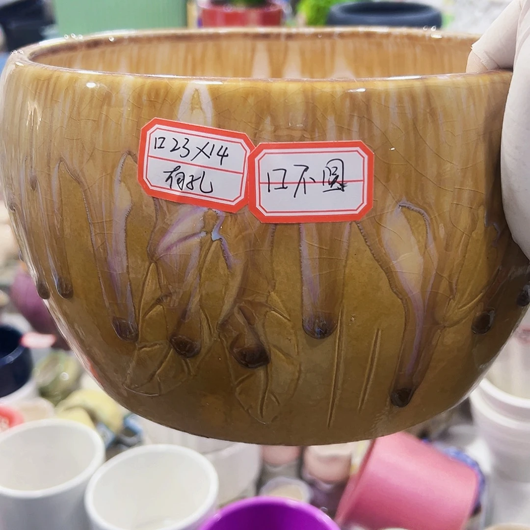 有孔外贸尾单陶瓷花盆凑单10米包邮