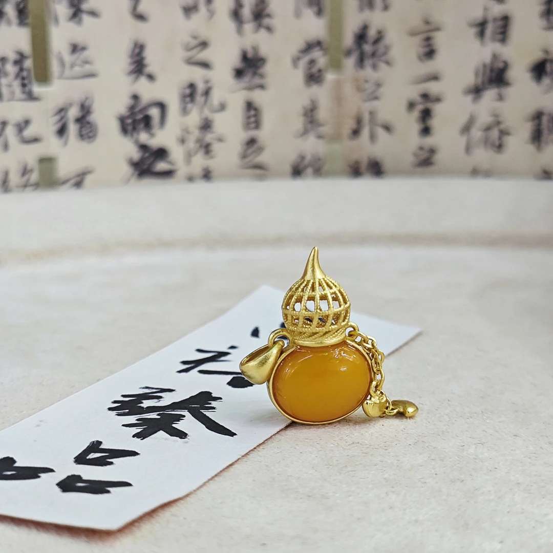 吊坠925银 蜜蜜银托葫芦吊坠E177 zh
