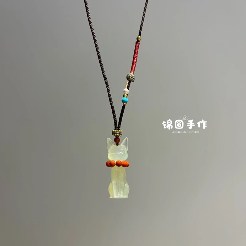 ［露娜公主］纯天然白冰岫玉老师傅纯手工雕刻猫猫吊坠(多样性发一)