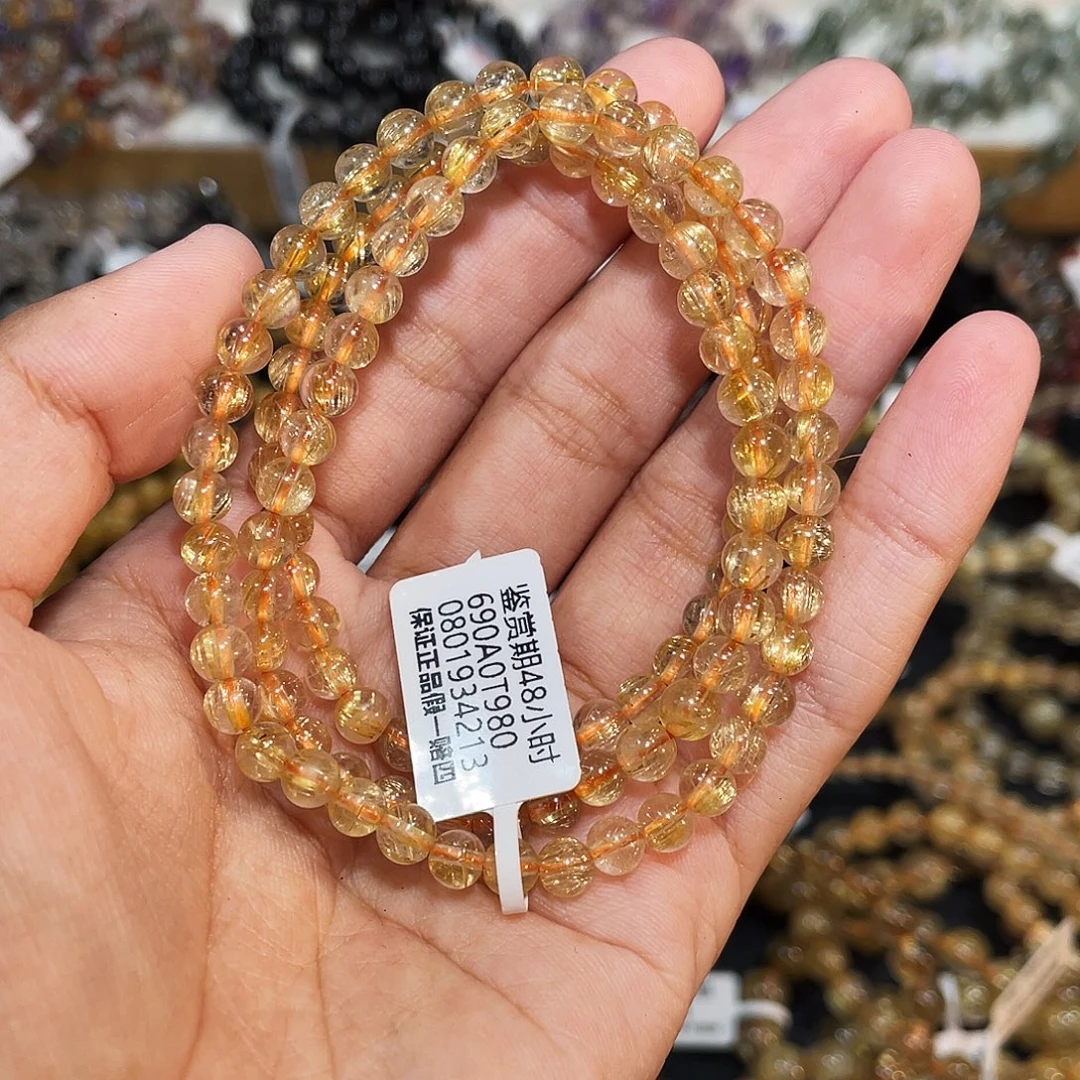 未镶嵌发晶手链多圈发晶5mm