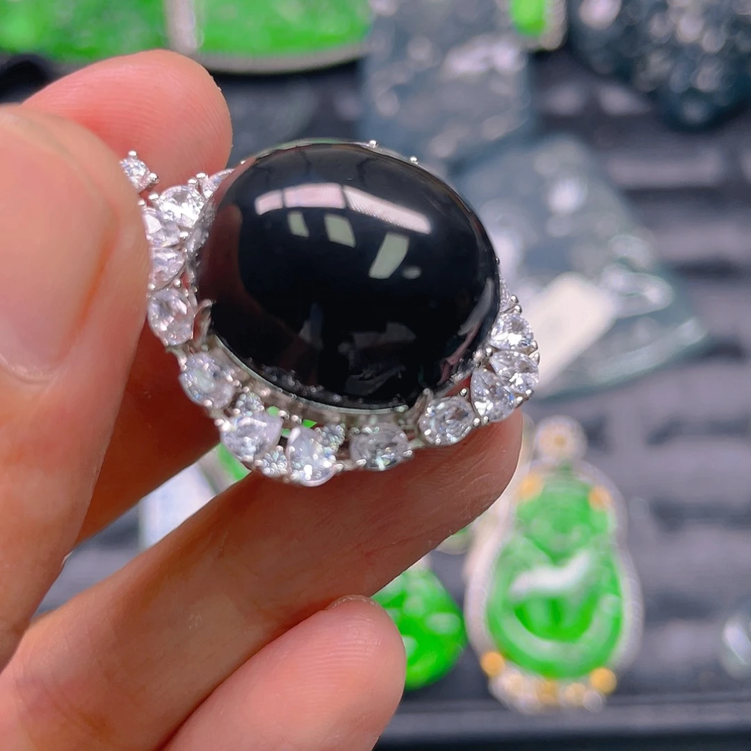 颈饰银S925镶嵌翡翠