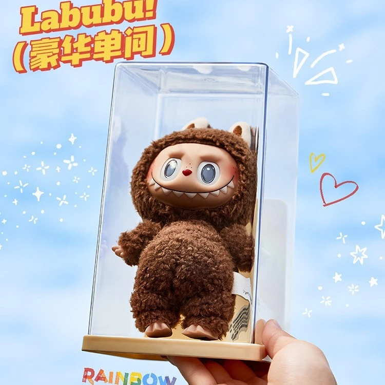 labubu豪华单间展示盒搪胶娃娃拉布布防尘罩手办盲盒收纳展示架