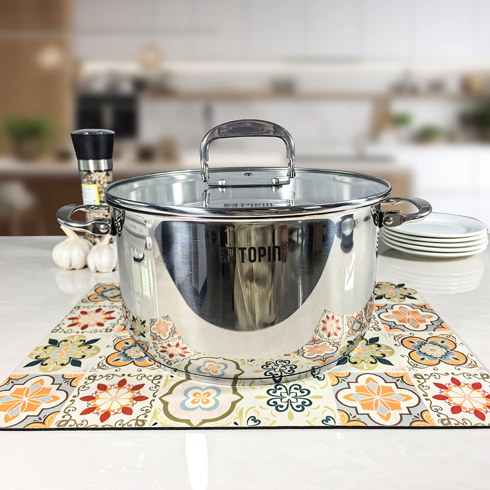 可折叠耳汤锅304不锈钢双耳汤锅16-24cm家庭适用