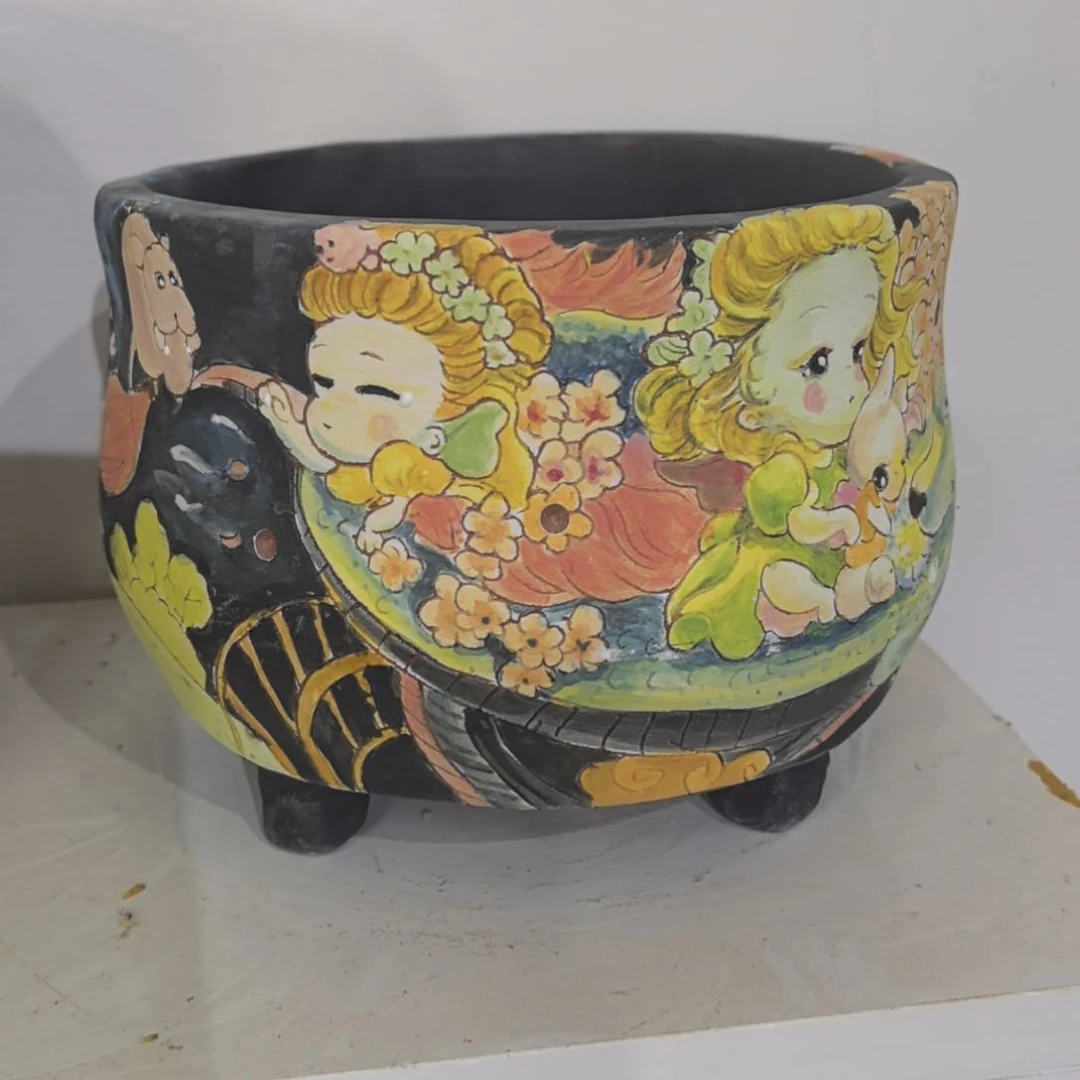 红泥花盆景德镇陶瓷