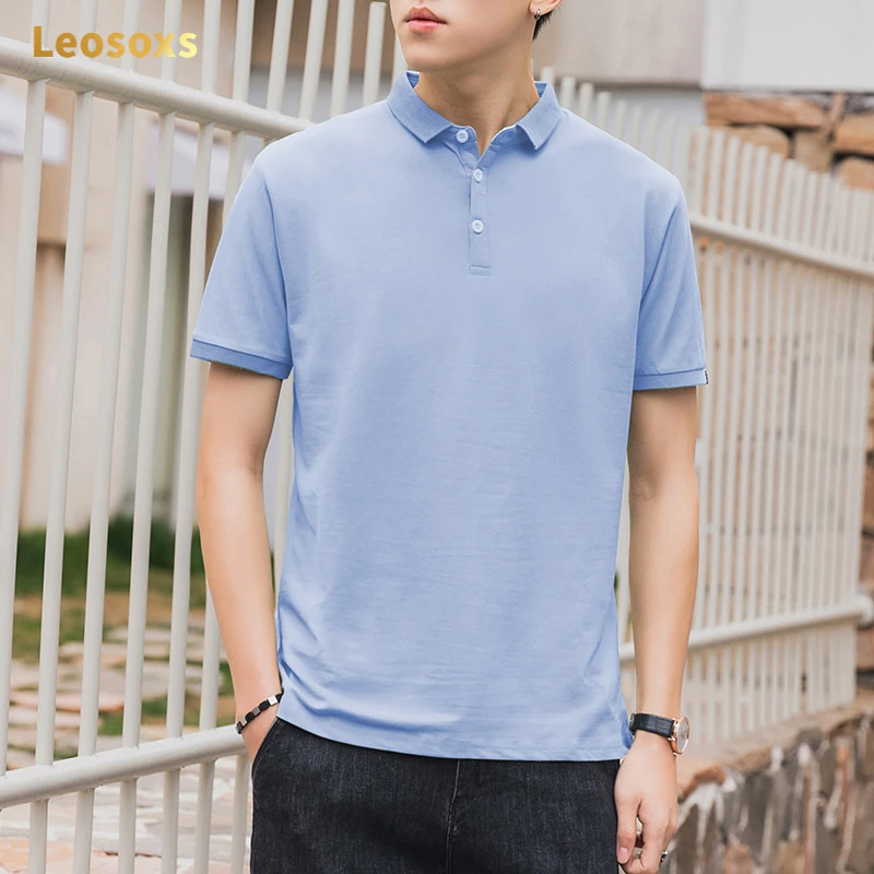 轻奢Leosoxs针织休闲保罗短袖高档翻领男款夏季基础款宽松polo衫
