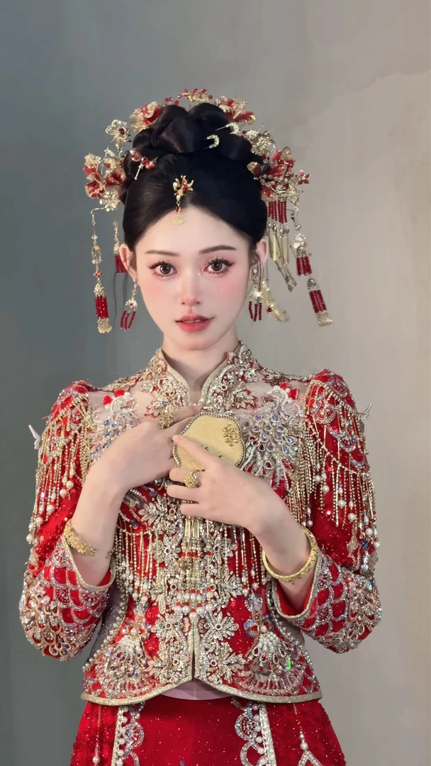 新娘头饰网红韩式新娘公主气质国风流苏宫廷复古0132