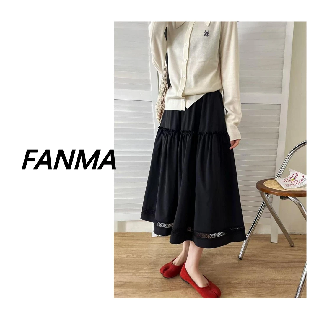 #蕾丝半身裙#高腰显瘦百搭镂空全松紧侧兜蕾丝半身裙F114-Q551